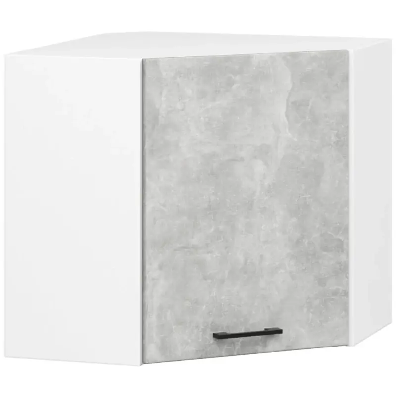 Aktuální Závěsná rohová kuchyňská skříňka 60x60 cm VERMINA - bílá / beton