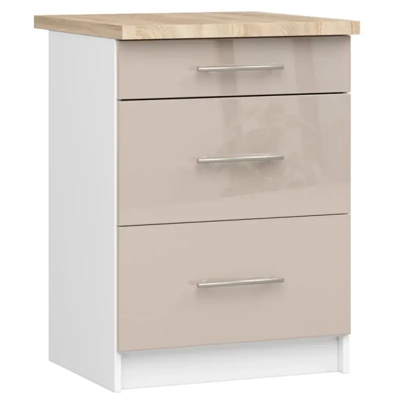 Nová Kolekce Kuchyňská skříňka se šuplíky 60 cm VERMINA - bílá / cappuccino lesklá