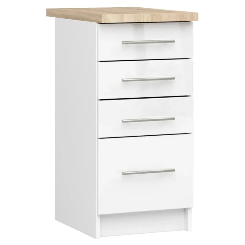Časově Omezené Kuchyňská skříňka se šuplíky 40 cm VERMINA - bílá / bílá lesklá