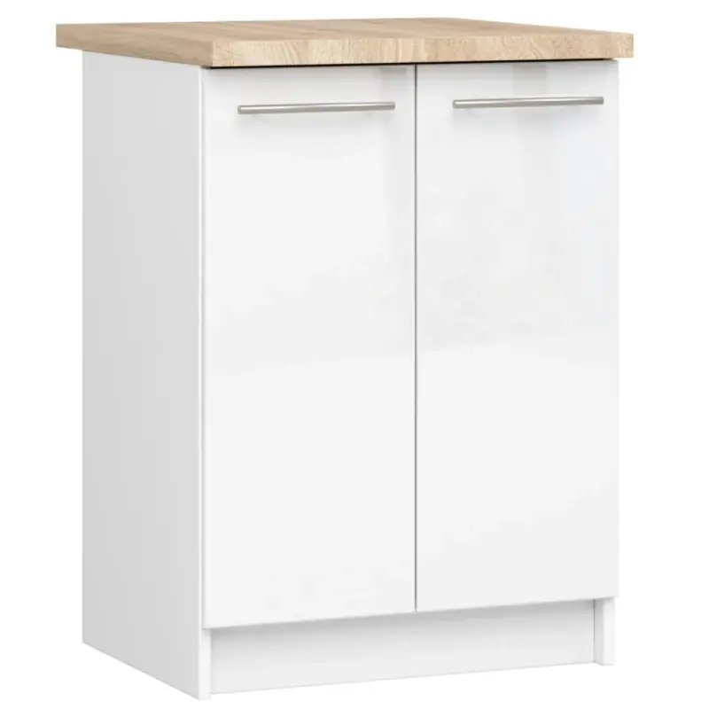 Dolní kuchyňská skříňka 60 cm VERMINA - bílá / bílá lesklá Cenový Hit