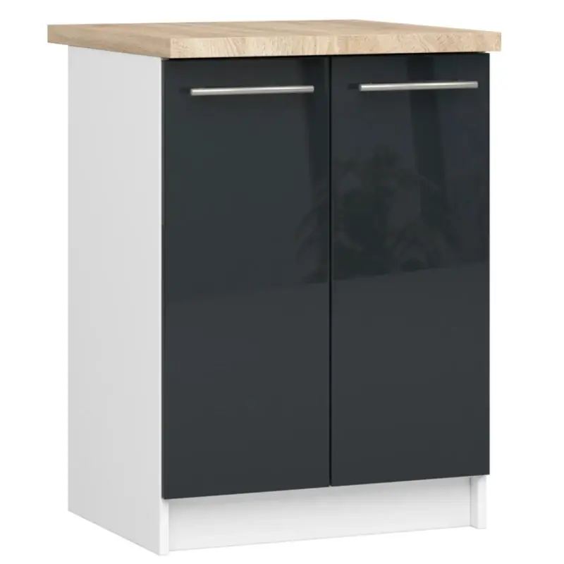 Nejlepší Volba Dolní kuchyňská skříňka 60 cm VERMINA - bílá / tmavě šedá lesklá