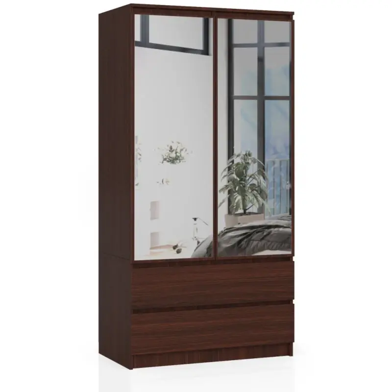 Kup Teď Šatní skříň se šuplíky a zrcadly 90 cm LOTA - wenge