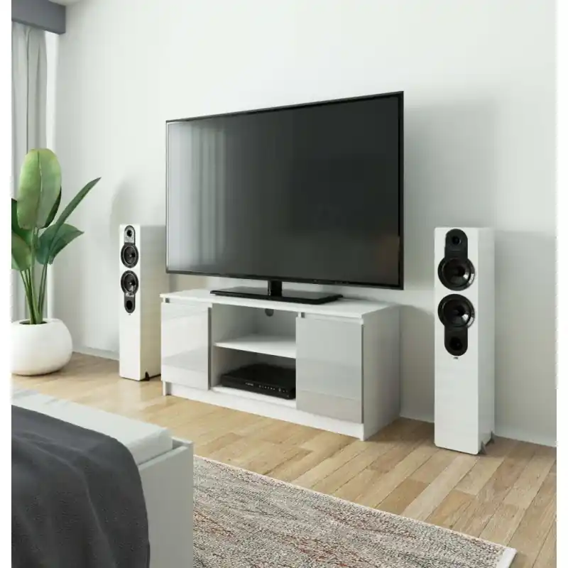 Víkendová Akce TV stolek YMARIN - bílý / světle šedý lesklý