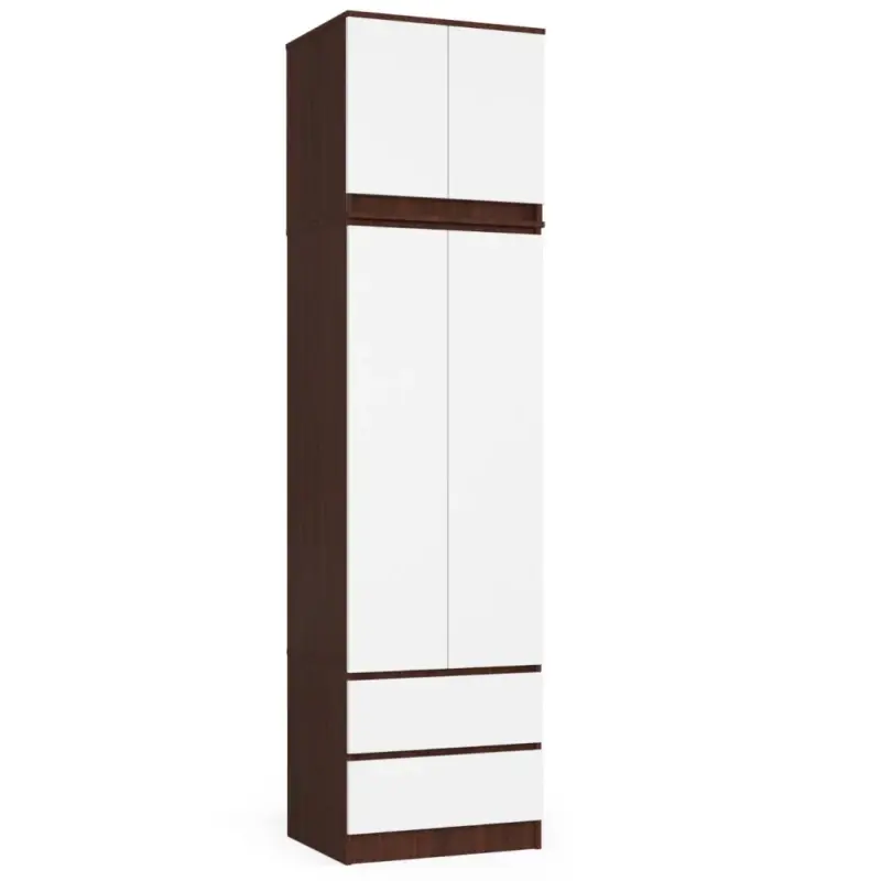 Šatní skříň s nástavcem 60 cm WREN - wenge / bílá Omezená Nabídka